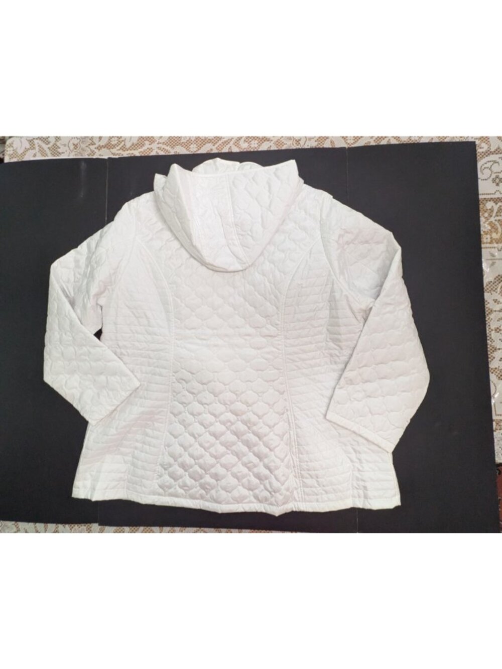 Liz Claiborne Quilted Jacket Coat Womens Sz 2X White Detachable Hood - Picture 9 of 9
